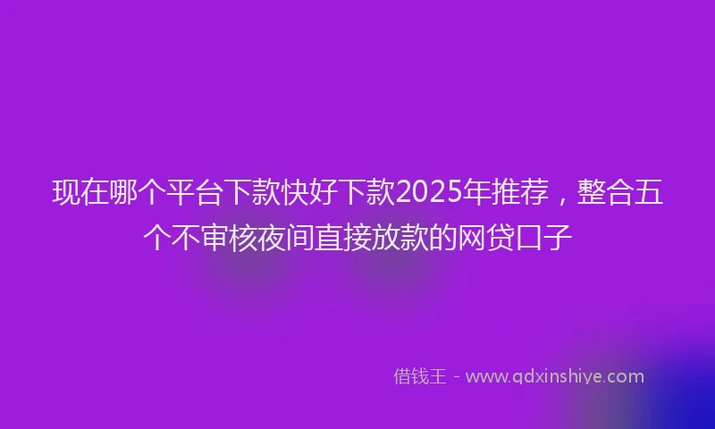 现在哪个平台下款快好下款2025年推荐，整合五个不审核夜间直接放款的网贷口子