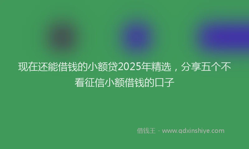 现在还能借钱的小额贷2025年精选，分享五个不看征信小额借钱的口子