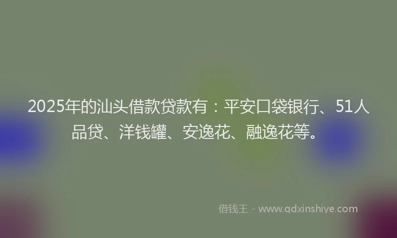 2025年的汕头借款贷款有：平安口袋银行、51人品贷、洋钱罐、安逸花、融逸花等。