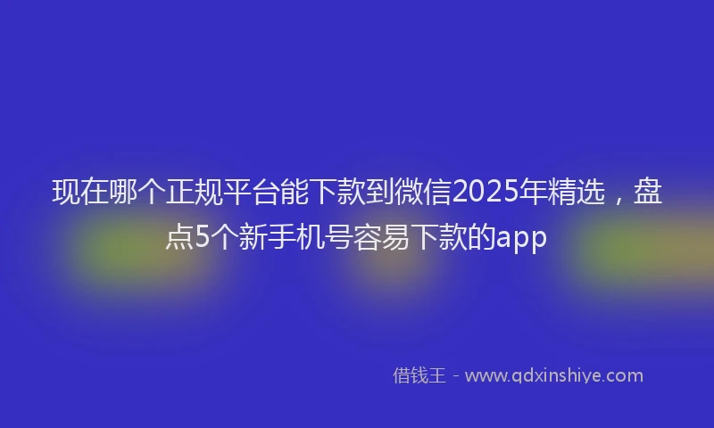 现在哪个正规平台能下款到微信2025年精选，盘点5个新手机号容易下款的app