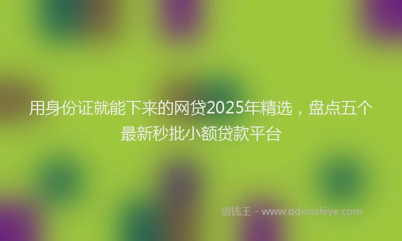 用身份证就能下来的网贷2025年精选，盘点五个最新秒批小额贷款平台