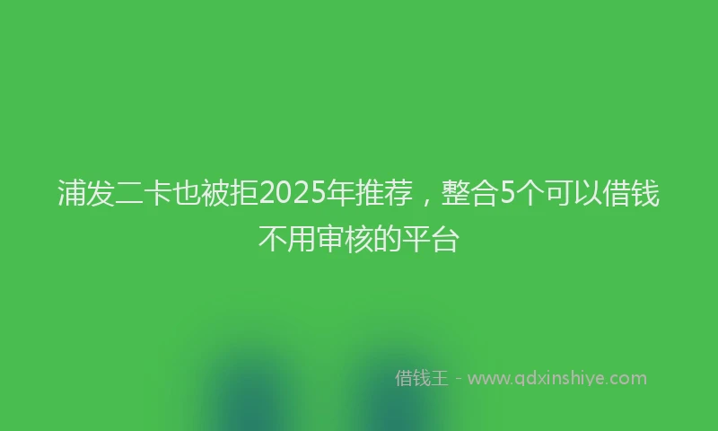 浦发二卡也被拒2025年推荐，整合5个可以借钱不用审核的平台