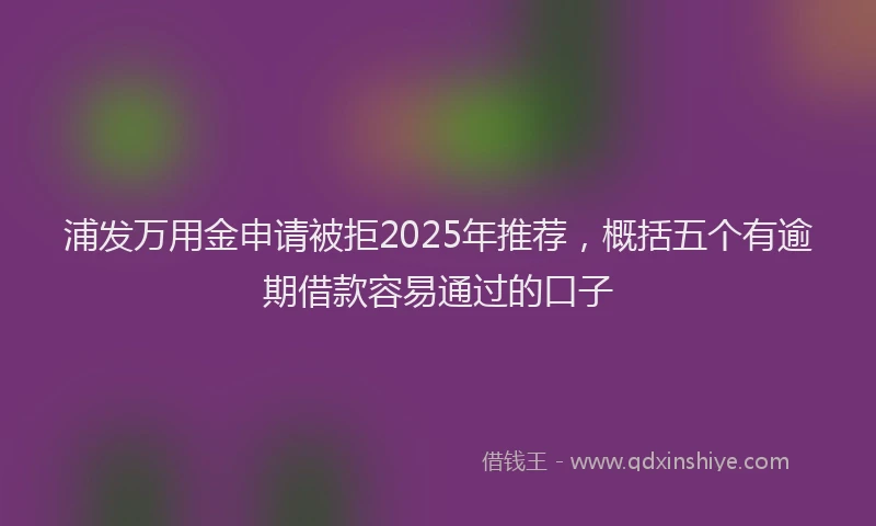 浦发万用金申请被拒2025年推荐，概括五个有逾期借款容易通过的口子