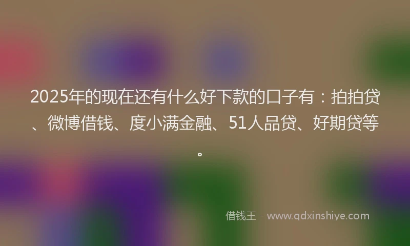 2025年的现在还有什么好下款的口子有：拍拍贷、微博借钱、度小满金融、51人品贷、好期贷等。