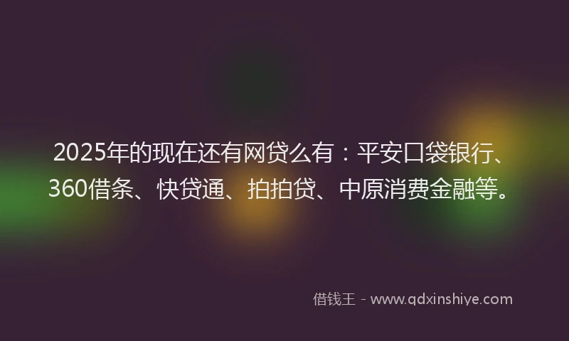 2025年的现在还有网贷么有：平安口袋银行、360借条、快贷通、拍拍贷、中原消费金融等。