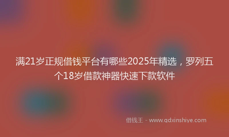 满21岁正规借钱平台有哪些2025年精选，罗列五个18岁借款神器快速下款软件