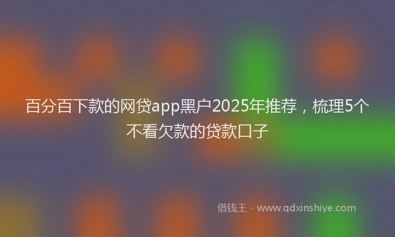 百分百下款的网贷app黑户2025年推荐，梳理5个不看欠款的贷款口子