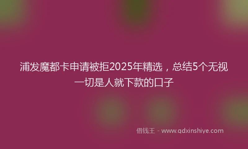 浦发魔都卡申请被拒2025年精选，总结5个无视一切是人就下款的口子