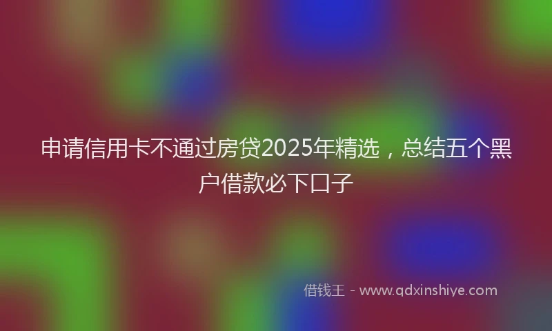 申请信用卡不通过房贷2025年精选，总结五个黑户借款必下口子