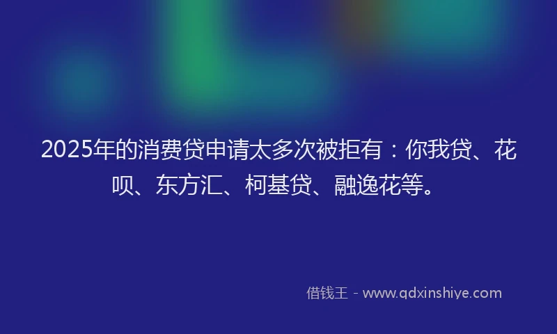2025年的消费贷申请太多次被拒有：你我贷、花呗、东方汇、柯基贷、融逸花等。