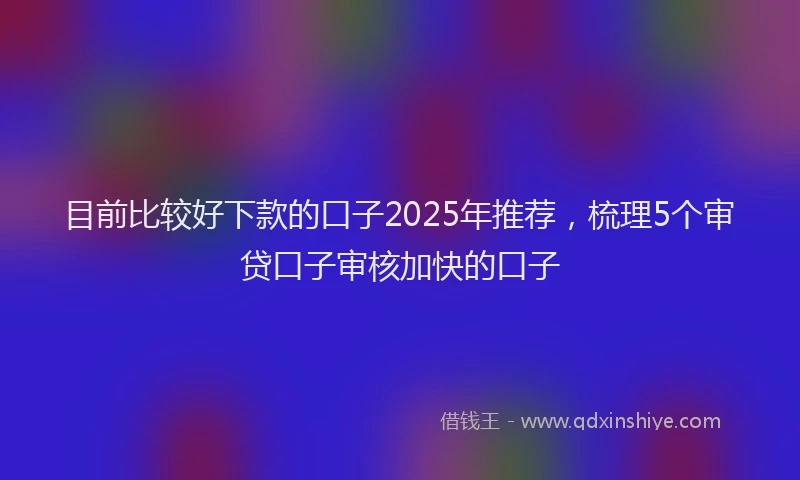 目前比较好下款的口子2025年推荐，梳理5个审贷口子审核加快的口子