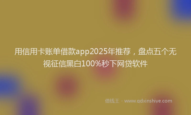 用信用卡账单借款app2025年推荐，盘点五个无视征信黑白100%秒下网贷软件