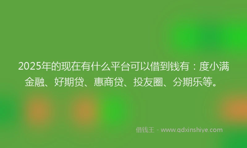 2025年的现在有什么平台可以借到钱有：度小满金融、好期贷、惠商贷、投友圈、分期乐等。