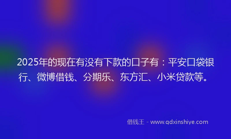 2025年的现在有没有下款的口子有：平安口袋银行、微博借钱、分期乐、东方汇、小米贷款等。