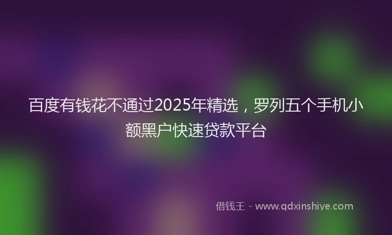 百度有钱花不通过2025年精选，罗列五个手机小额黑户快速贷款平台