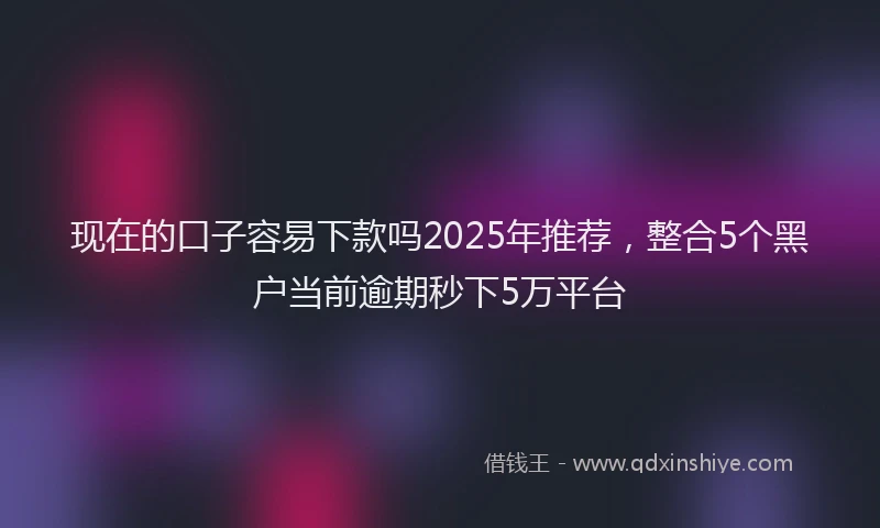 现在的口子容易下款吗2025年推荐，整合5个黑户当前逾期秒下5万平台