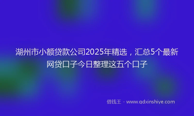 湖州市小额贷款公司2025年精选，汇总5个最新网贷口子今日整理这五个口子