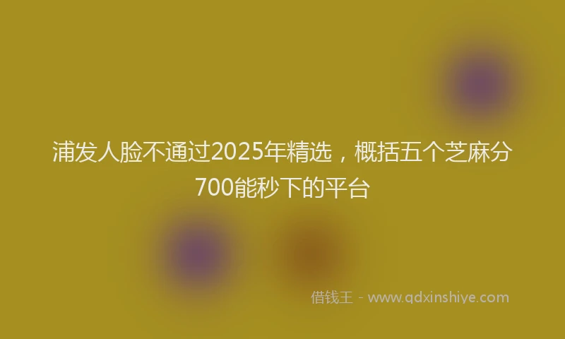 浦发人脸不通过2025年精选，概括五个芝麻分700能秒下的平台