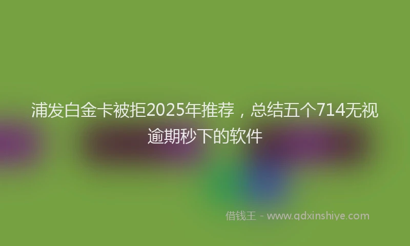 浦发白金卡被拒2025年推荐，总结五个714无视逾期秒下的软件