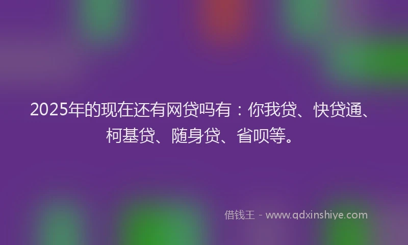 2025年的现在还有网贷吗有：你我贷、快贷通、柯基贷、随身贷、省呗等。