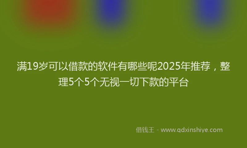 满19岁可以借款的软件有哪些呢2025年推荐，整理5个5个无视一切下款的平台
