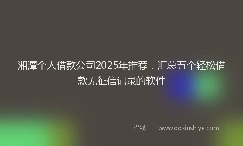 湘潭个人借款公司2025年推荐，汇总五个轻松借款无征信记录的软件