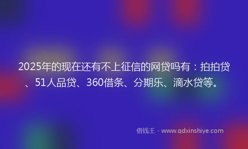 2025年的现在还有不上征信的网贷吗有：拍拍贷、51人品贷、360借条、分期乐、滴水贷等。