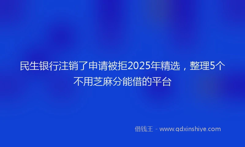 民生银行注销了申请被拒2025年精选，整理5个不用芝麻分能借的平台