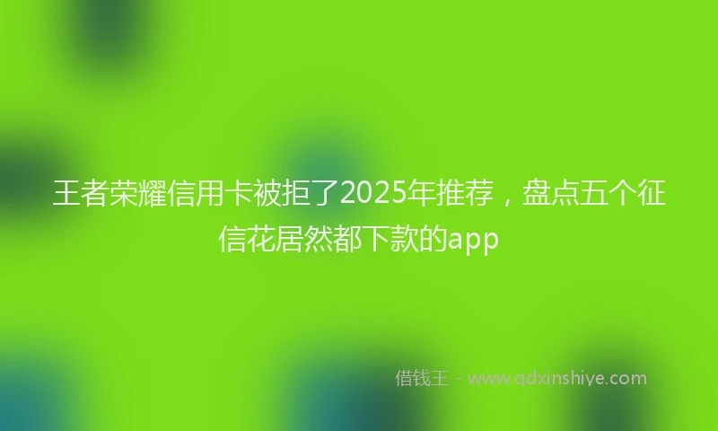 王者荣耀信用卡被拒了2025年推荐，盘点五个征信花居然都下款的app
