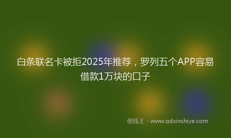 白条联名卡被拒2025年推荐，罗列五个APP容易借款1万块的口子