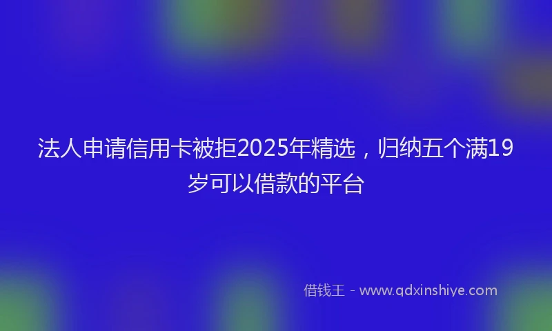 法人申请信用卡被拒2025年精选，归纳五个满19岁可以借款的平台