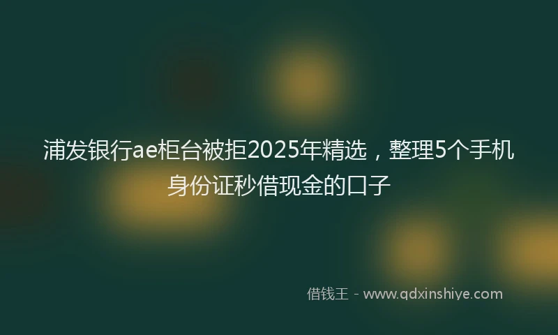 浦发银行ae柜台被拒2025年精选，整理5个手机身份证秒借现金的口子