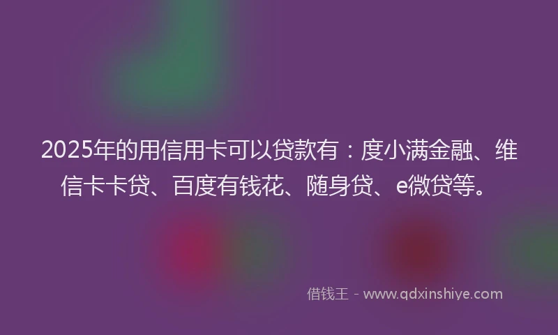 2025年的用信用卡可以贷款有：度小满金融、维信卡卡贷、百度有钱花、随身贷、e微贷等。