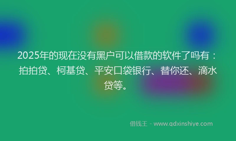 2025年的现在没有黑户可以借款的软件了吗有：拍拍贷、柯基贷、平安口袋银行、替你还、滴水贷等。