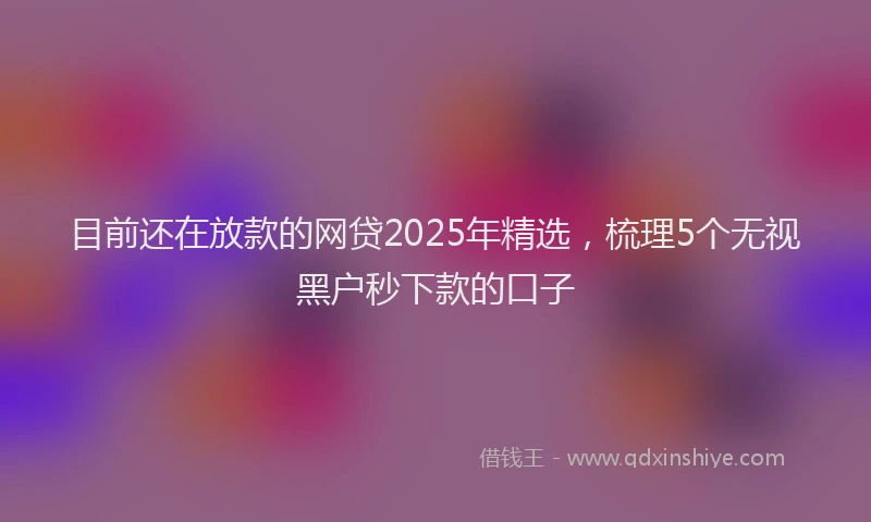 目前还在放款的网贷2025年精选，梳理5个无视黑户秒下款的口子