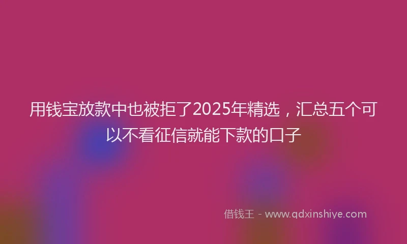 用钱宝放款中也被拒了2025年精选，汇总五个可以不看征信就能下款的口子