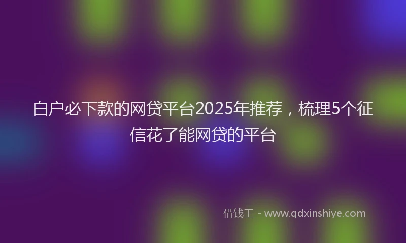 白户必下款的网贷平台2025年推荐，梳理5个征信花了能网贷的平台