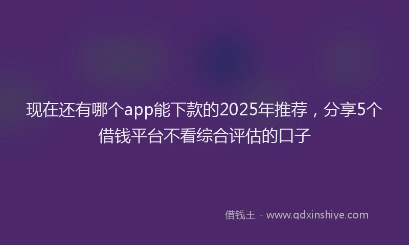 现在还有哪个app能下款的2025年推荐，分享5个借钱平台不看综合评估的口子