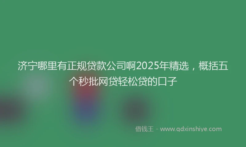济宁哪里有正规贷款公司啊2025年精选，概括五个秒批网贷轻松贷的口子