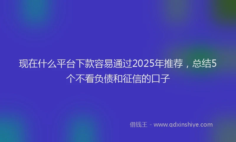 现在什么平台下款容易通过2025年推荐，总结5个不看负债和征信的口子