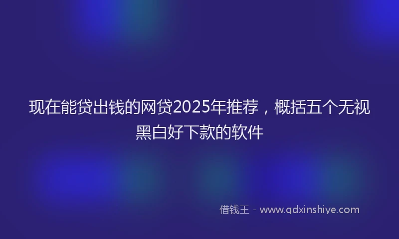 现在能贷出钱的网贷2025年推荐，概括五个无视黑白好下款的软件