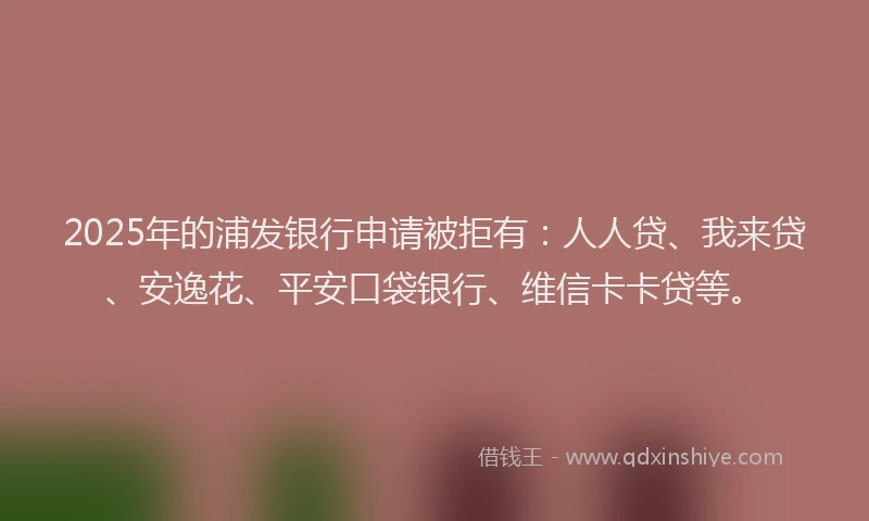 2025年的浦发银行申请被拒有：人人贷、我来贷、安逸花、平安口袋银行、维信卡卡贷等。