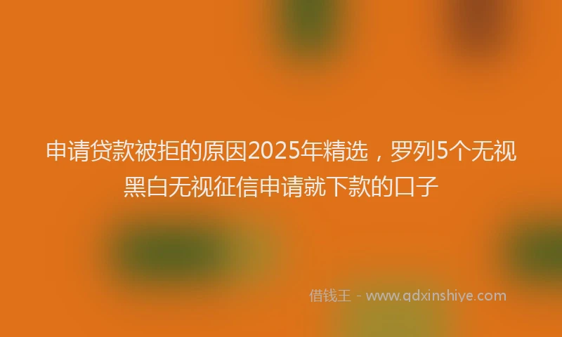 申请贷款被拒的原因2025年精选，罗列5个无视黑白无视征信申请就下款的口子