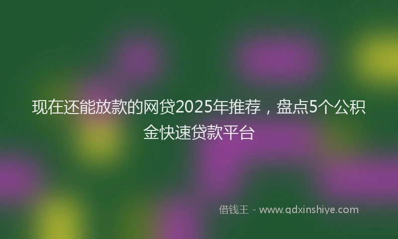 现在还能放款的网贷2025年推荐，盘点5个公积金快速贷款平台