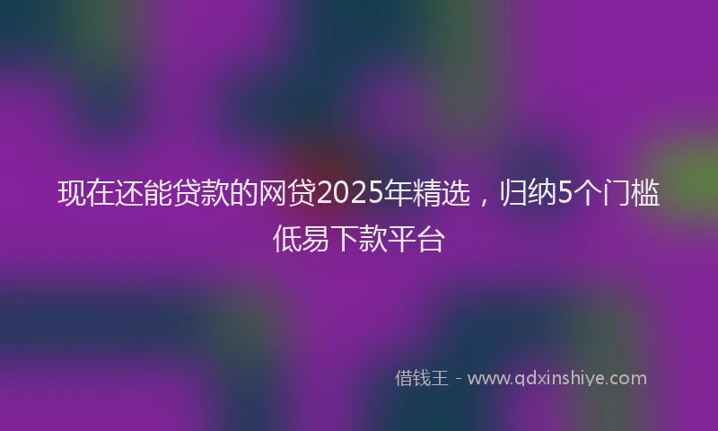 现在还能贷款的网贷2025年精选，归纳5个门槛低易下款平台