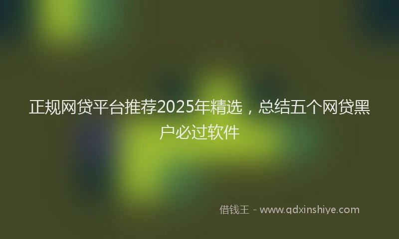 正规网贷平台推荐2025年精选，总结五个网贷黑户必过软件