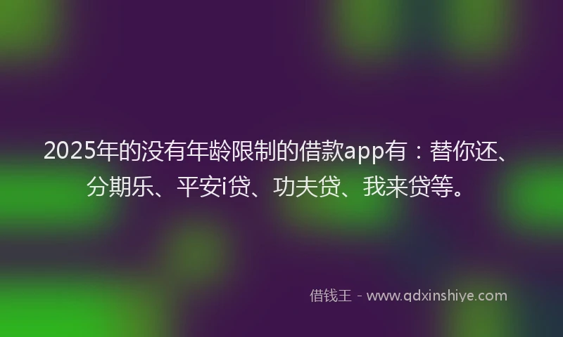 2025年的没有年龄限制的借款app有：替你还、分期乐、平安i贷、功夫贷、我来贷等。