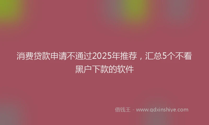 消费贷款申请不通过2025年推荐，汇总5个不看黑户下款的软件
