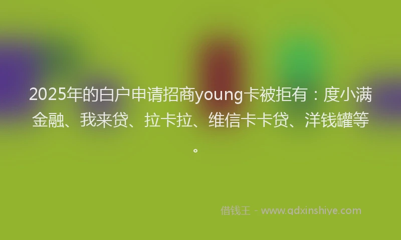 2025年的白户申请招商young卡被拒有：度小满金融、我来贷、拉卡拉、维信卡卡贷、洋钱罐等。