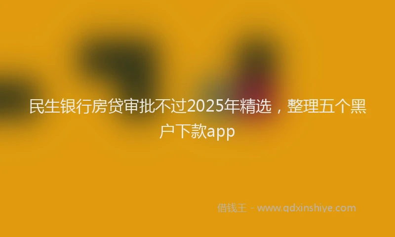 民生银行房贷审批不过2025年精选，整理五个黑户下款app